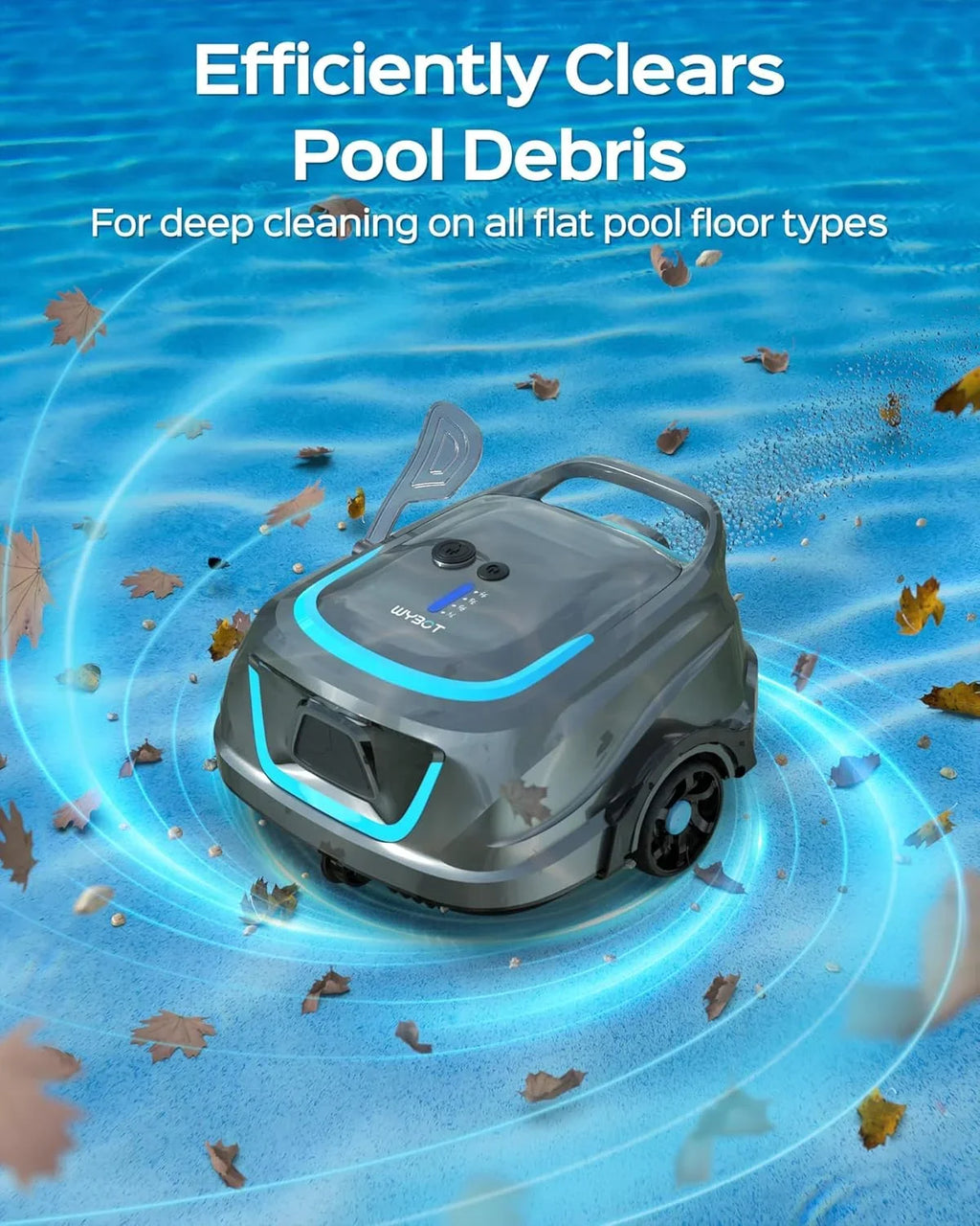 2025 New Upgraded WYBOT A1 Cordless Robotic Pool Vacuum Cleaner - Floor-Only Cleaning for Above Ground Flat-Bottom Pools (Up to 1,076 sq. ft), 120-Min Runtime, Black Green