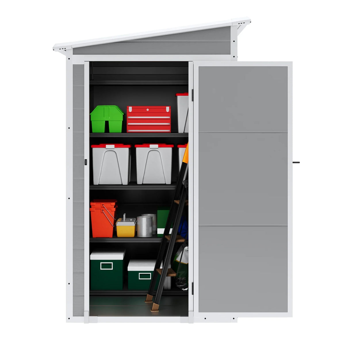 Syngar Outdoor Storage Shed with Lockable Doors, Dark Gray