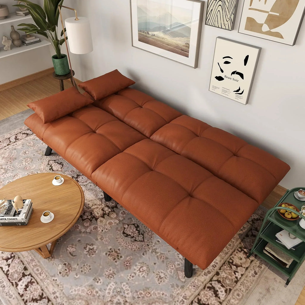 70"" Convertible Futon Sofa Bed Folding Bed Sleeper Couch for Living Room, Small Space or Office, Light Grey