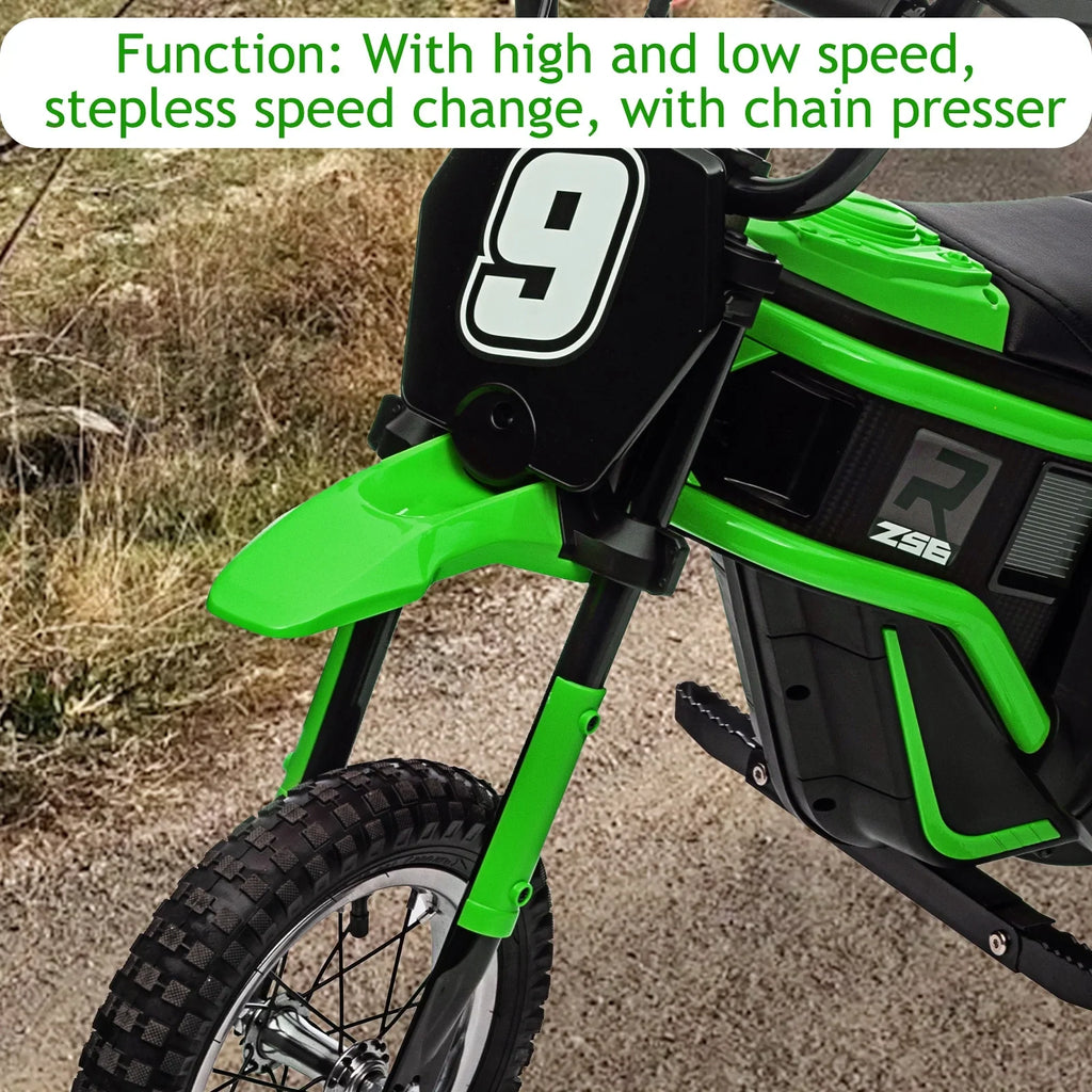 Kids Electric Dirt Bike,Electric-Powered Bike,2 Speed Settings,14.29 MPH Max,All-Terrain Electric Motorcycle for Ages 6-12,High-Speed Electric Dirt Bike for Kids,24V 350W