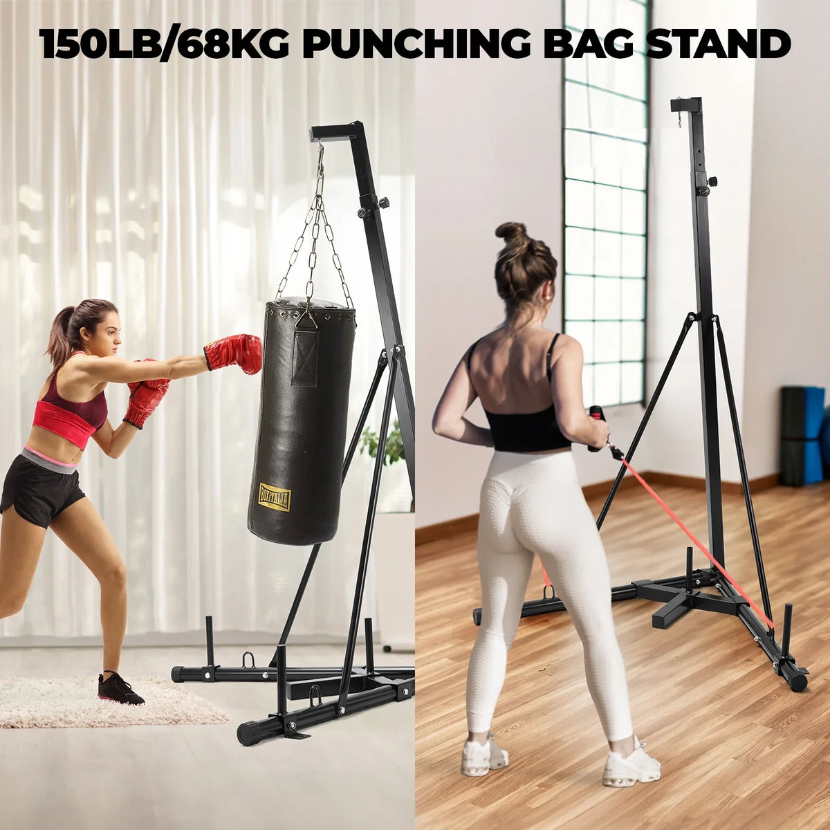 Pirecart Punching Bag Stand Height Adjustable Heavy Boxing Bag Stand for Home Gym Fitness, 150 lbs