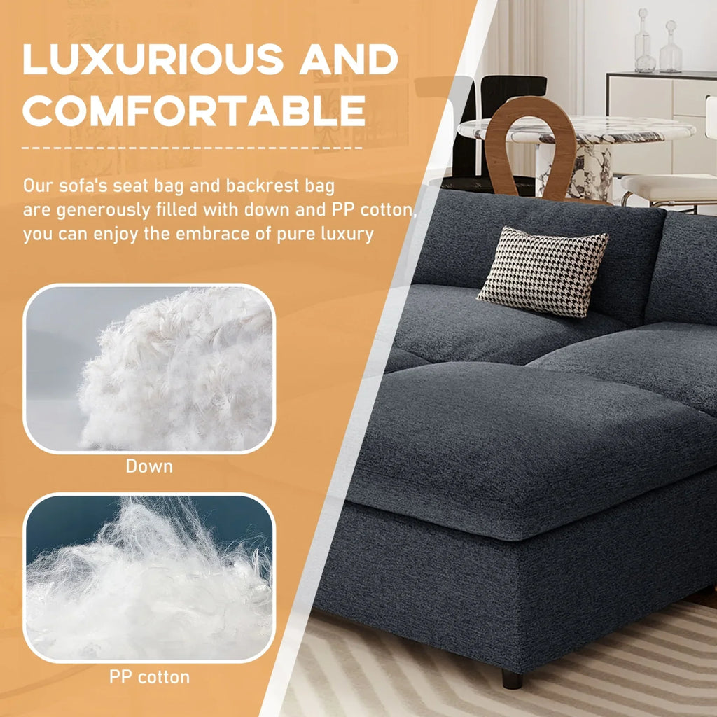 Harper & Bright Designs Convertible Modular Sectional Sofa with 2 Removable Ottomans & Pillows, Large U Shape Cloud Couch with Reversible Chaise for Living Room, Grey