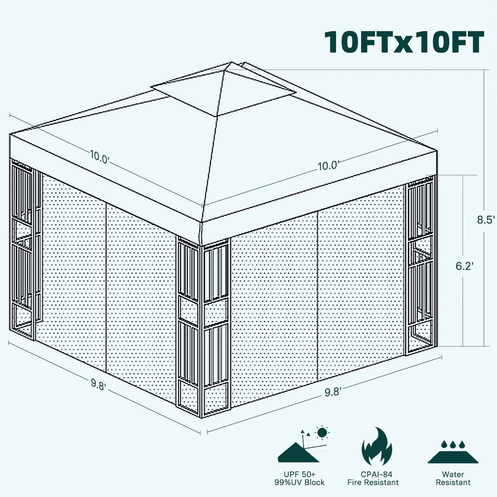 SIMENMAX 10x13 Ft Patio Gazebo,Outdoor Gazebo Canopy with Mosquito Netting and Curtains,Sturdy Soft Top Gazebo