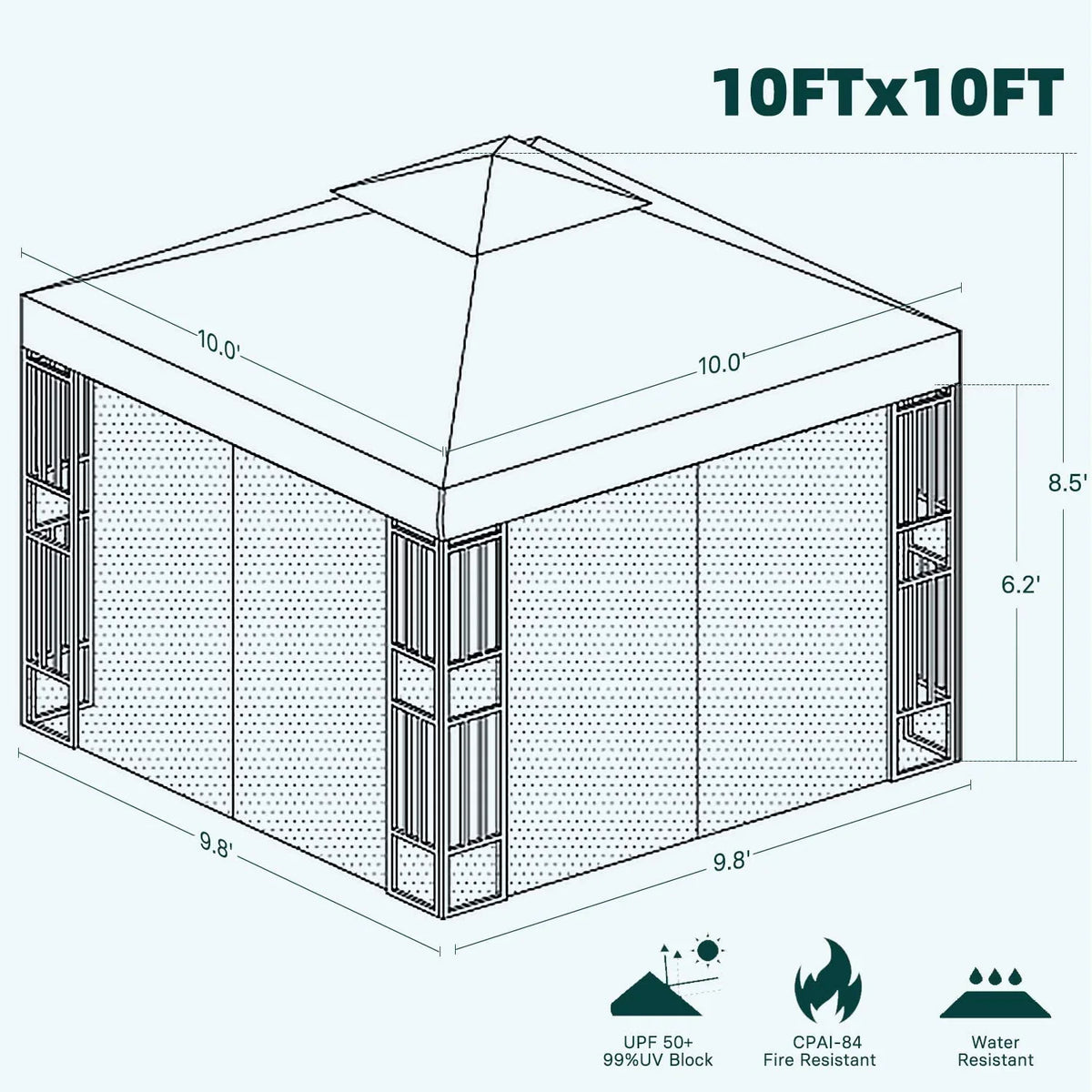SIMENMAX 10x13 Ft Patio Gazebo,Outdoor Gazebo Canopy with Mosquito Netting and Curtains,Sturdy Soft Top Gazebo