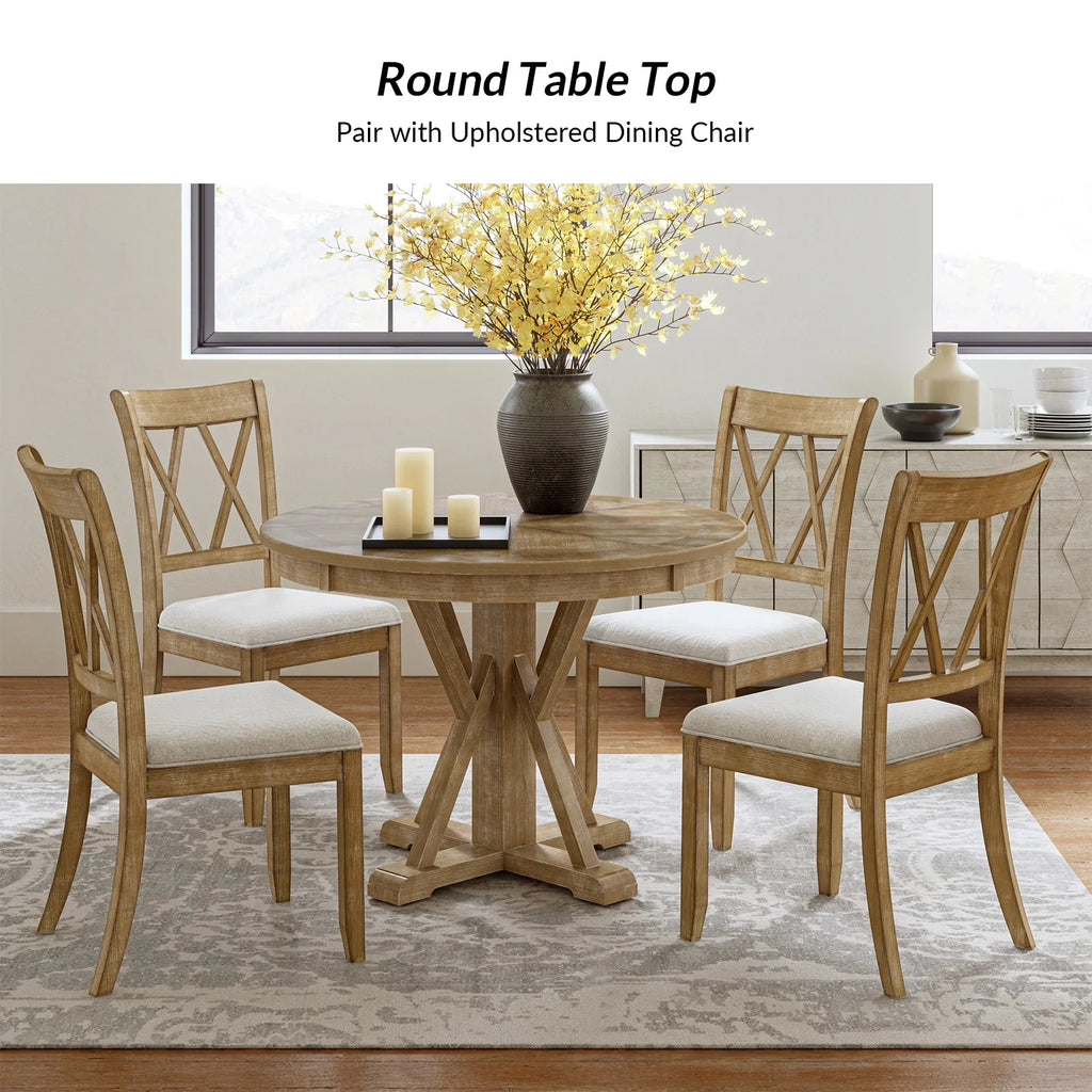 Farmhouse Solid Wood Dining Chairs Upholstered Armless Side Chairs Set of 4 Crossing High Backrest Living Room Kitchen