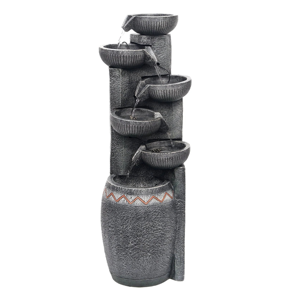35.83''H Outdoor Indoor Garden Water Fountain 6-Tiers Modern Floor Standing Water Feature Waterfall Fountains with LED Lights for Yard Porch Deck Patio Home Decor