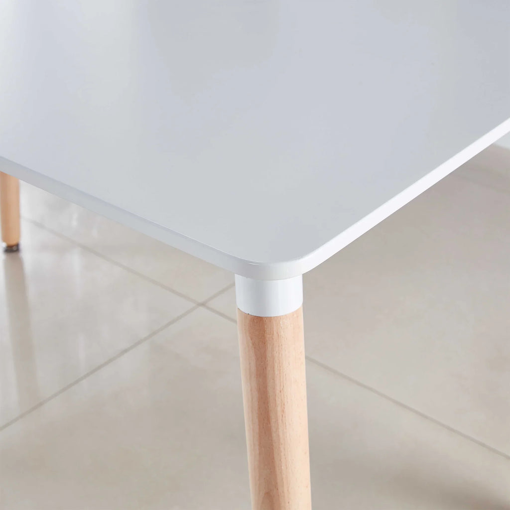 PORKISS Round Dining Table for 4 People, Wood Kitchen Dining Table with Metal Legs, Modern Dining Room Tables for Kitchen Living Room, White #2
