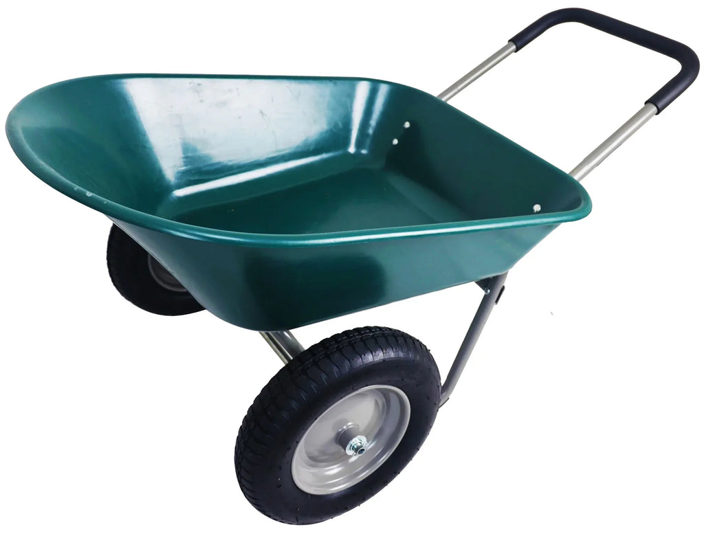 GIANNA Dual-Wheel Garden Cart, Heavy-Duty Yard Wheelbarrow with Built-in Stand for Lawn, Gardening, and Construction �C Green