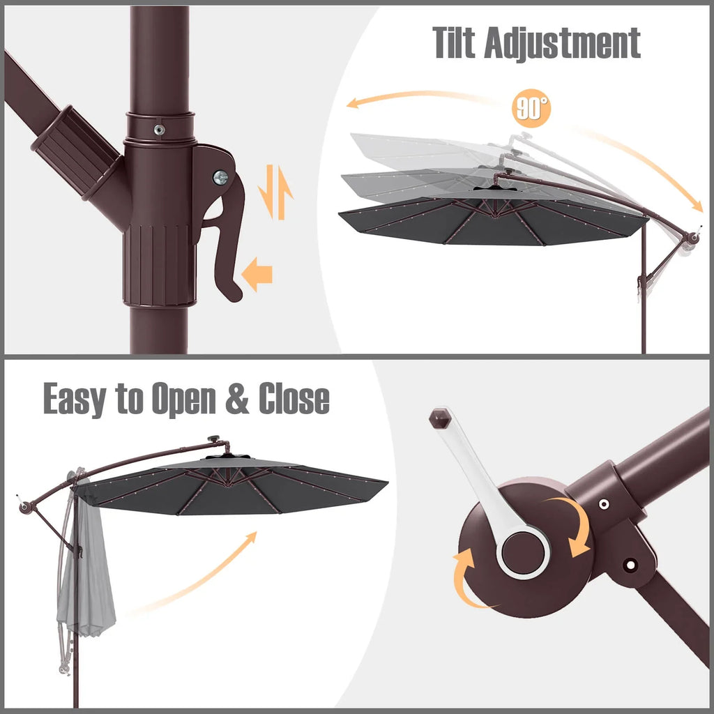 Costway 98.40" Navy Cantilever Patio Umbrella, Base-Included