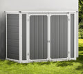 Shinpt Outdoor Storage Shed, 41 Cu Ft. All-Weather Resin Tool Shed, Lockable Double Door Shed for Storage of Garden Tools, Pool Accessories, Bikes, Garbage Bin, for Garden, Yard Lawn Pool