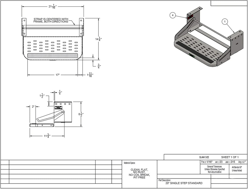 RV Steps 20" Step in Black | RV Stairs | RV Exterior Steps | Steps (Single)