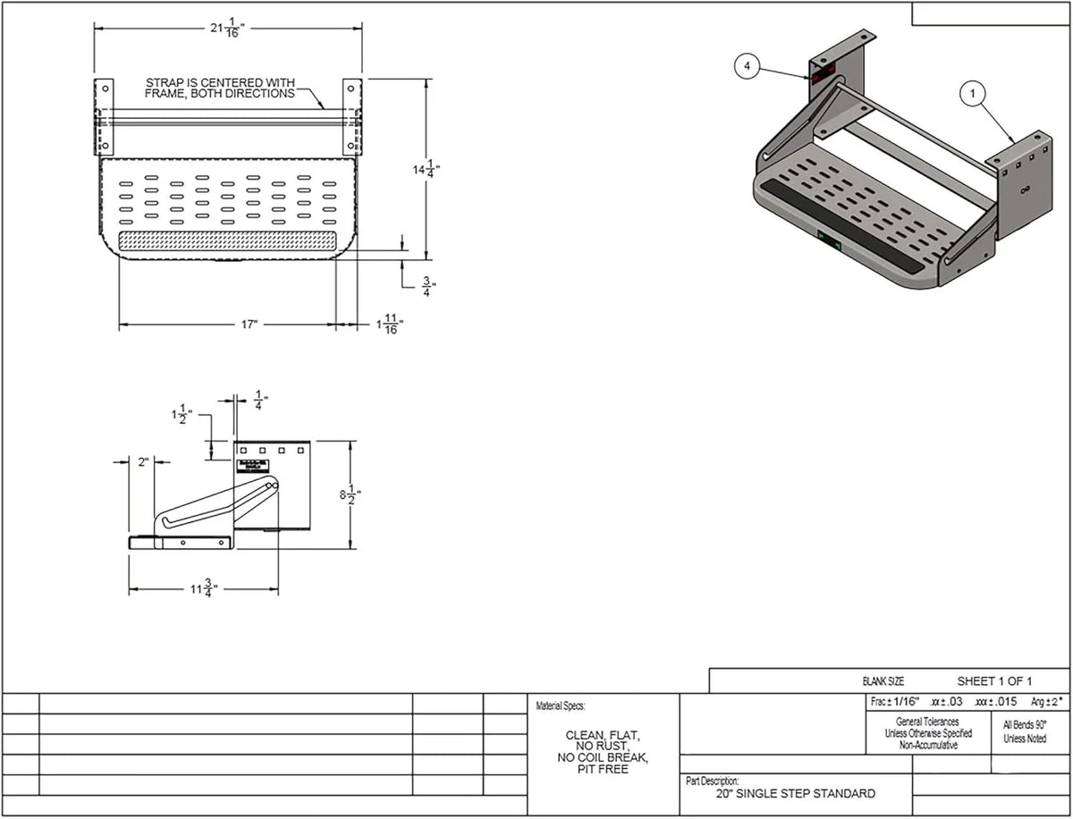 RV Steps 20" Step in Black | RV Stairs | RV Exterior Steps | Steps (Single)