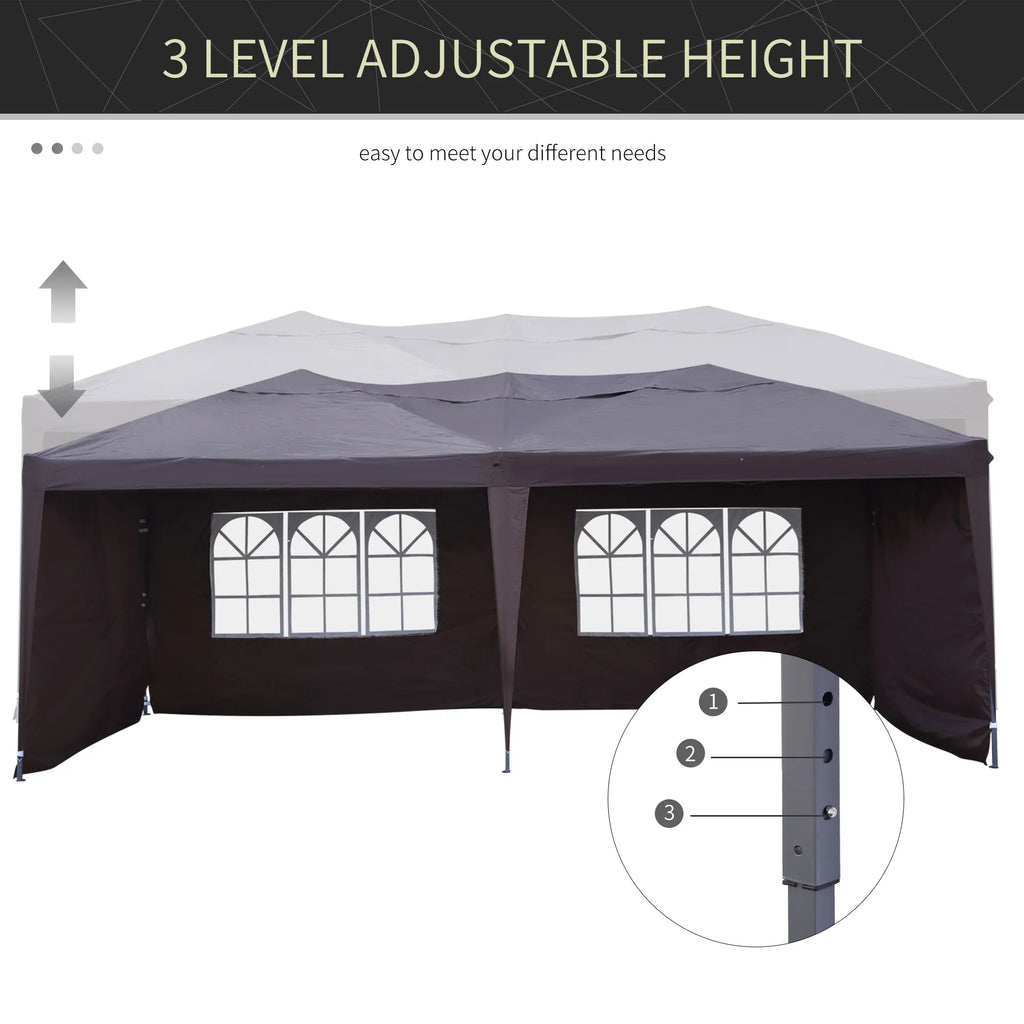 Outsunny 10' x 20' Pop Up Canopy Tent with 4 Sidewalls, Heavy Duty Tents for Parties, Outdoor Instant Gazebo with Carry Bag, for Outdoor, Garden, Patio, Blue