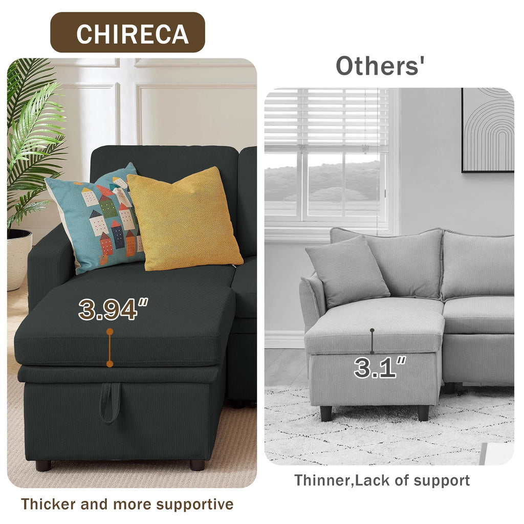 Pingliang Home Pull Out Sleeper Sofa Bed Sectional Sofa with Storage Chaise,L Shaped Sectionals Couches with Side Pockets,Modern Linen Reversible Sofa Couch for Living Room Apartment Office Studio