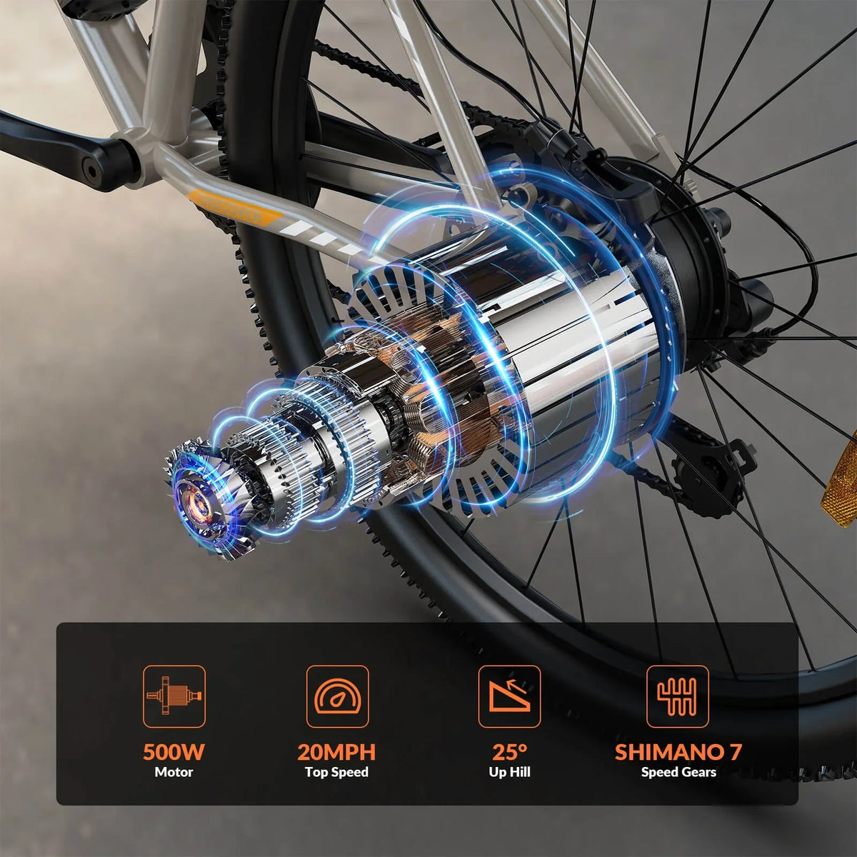 5TH WHEEL W17B 26" Electric Bike for Adult, 500W Peak Electric Bike with 36V 10.4Ah Removable Battery, Electric Bicycle with 7 Speed, UL2849