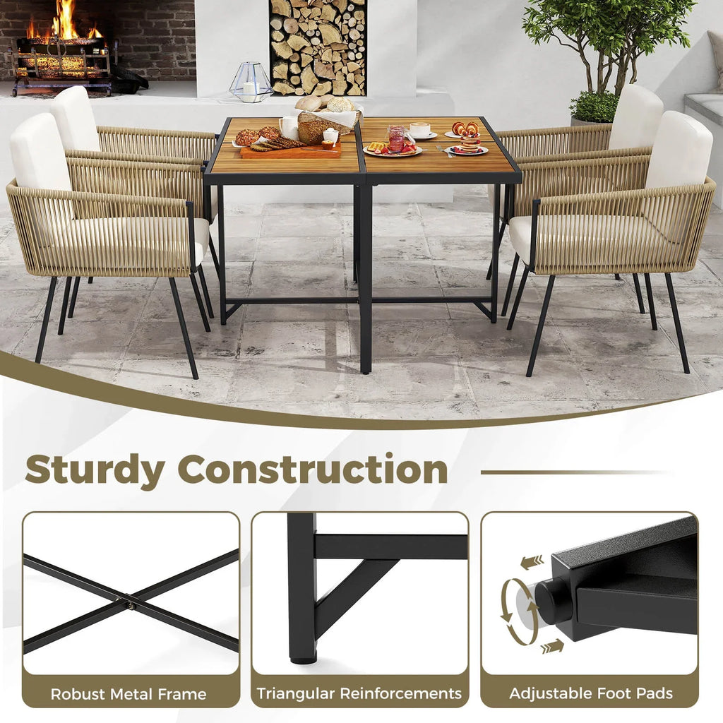 Costway 5 Pieces Patio Dining Set Outdoor Rectangular Table and Chairs Furniture Set
