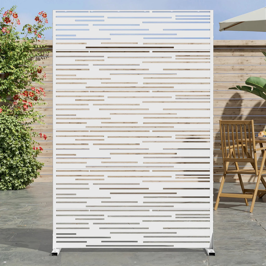 MAYEERTY 72" 47in Outdoor Privacy Screen with Stand Metal Balcony Decorative Screen, Black