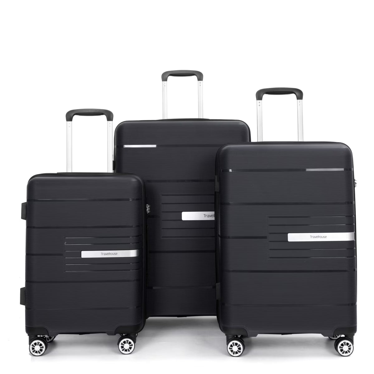 Lightweight PP Suitcase Sets with Spinner Wheels TSA Lock, Hardshell Luggage Sets for Travel Trips, 3-Piece Set (20in/24in/28in), Light Green