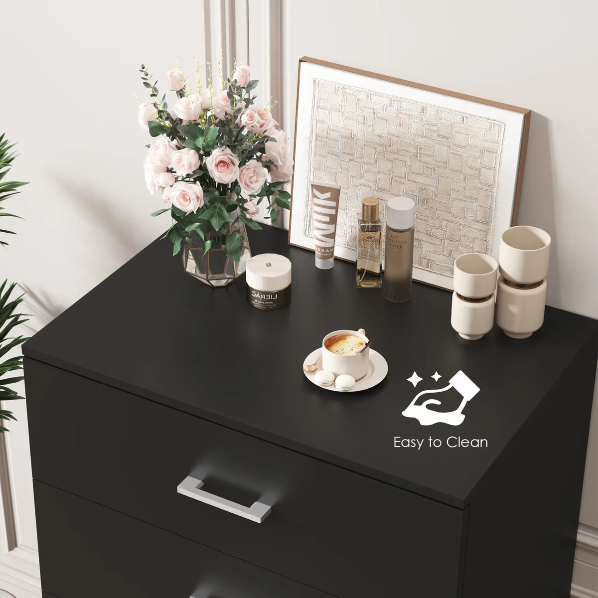 Homfa 5 Drawer Dresser, Vertical Dresser for Bedroom, Black