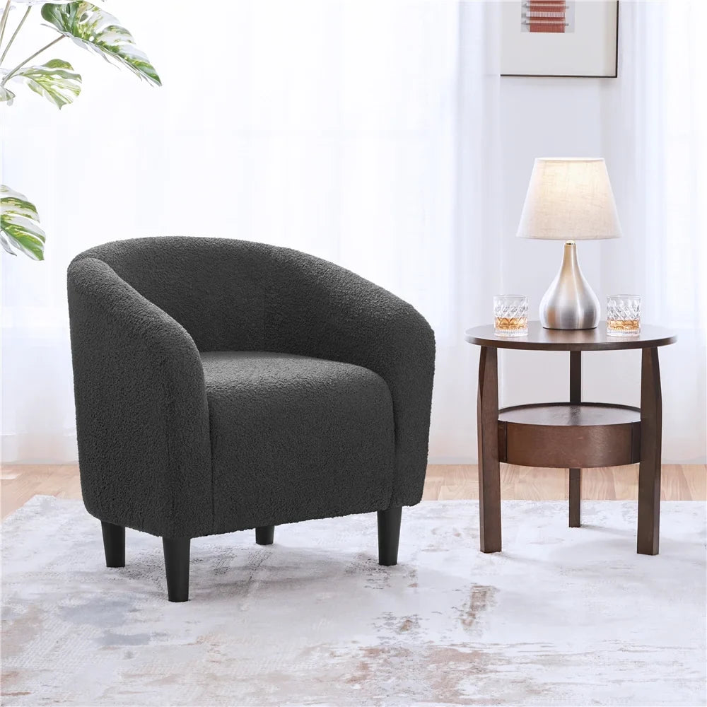 Topeakmart 2pcs Boucle Club Accent Chair for Livingroom, Ivory