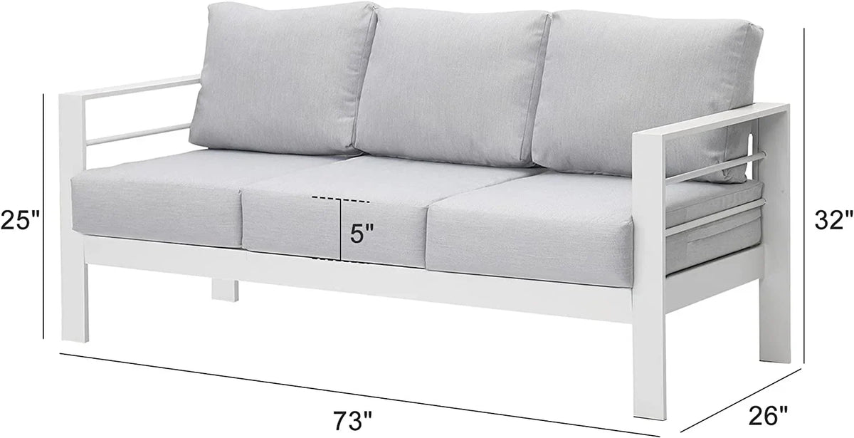 Superjoe Outdoor 3 Seats Patio Aluminum Sofa Furniture, Couch Gray Metal Chair with Cushions, Dark Grey