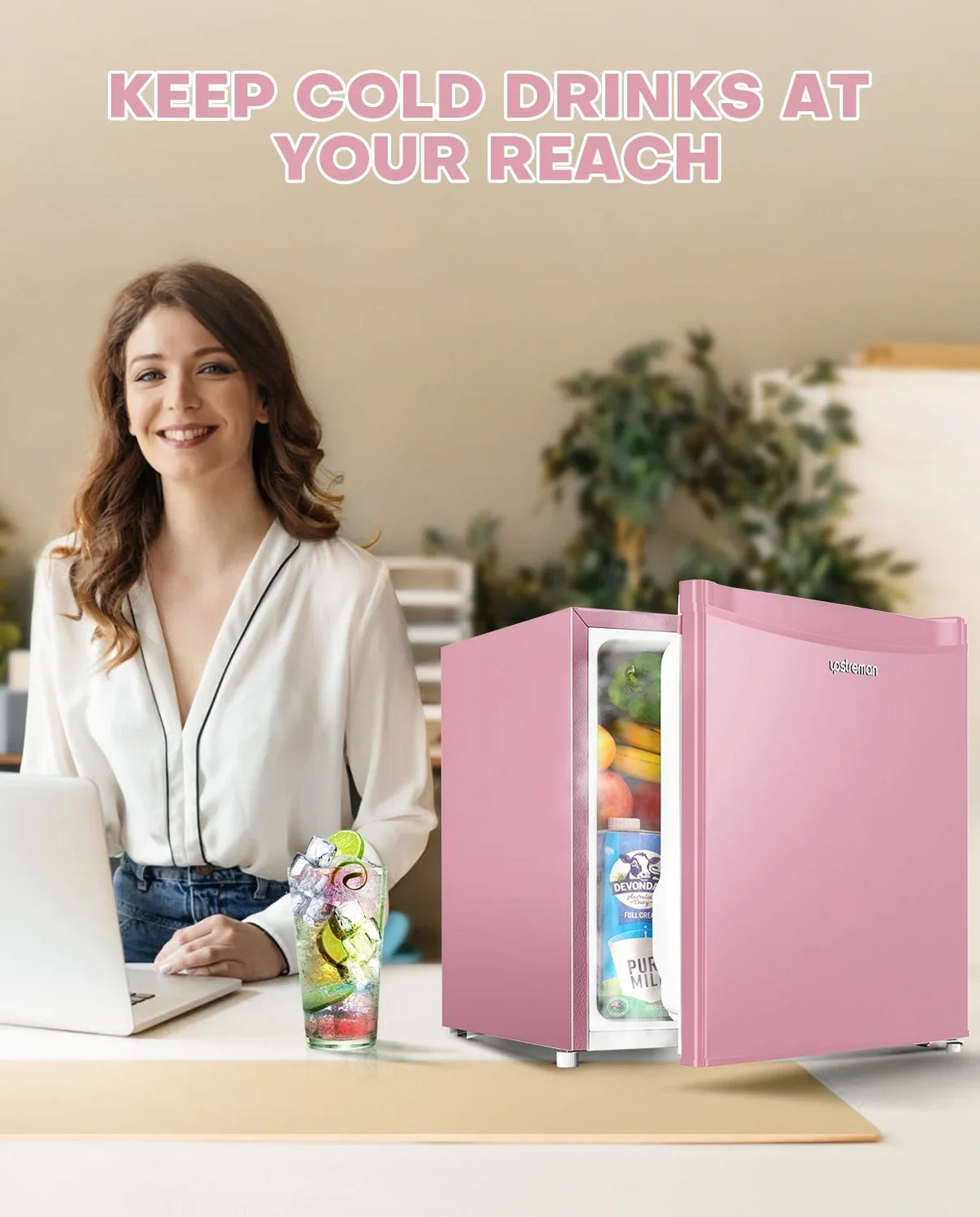 Upstreman 1.7 Cu ft Mini Fridge with Freezer Single Door Compact Refrigerator, Low Noise, Energy Saving, Adjustable Temperature, Reversible Door, for Home Office Dorm, Black FR17
