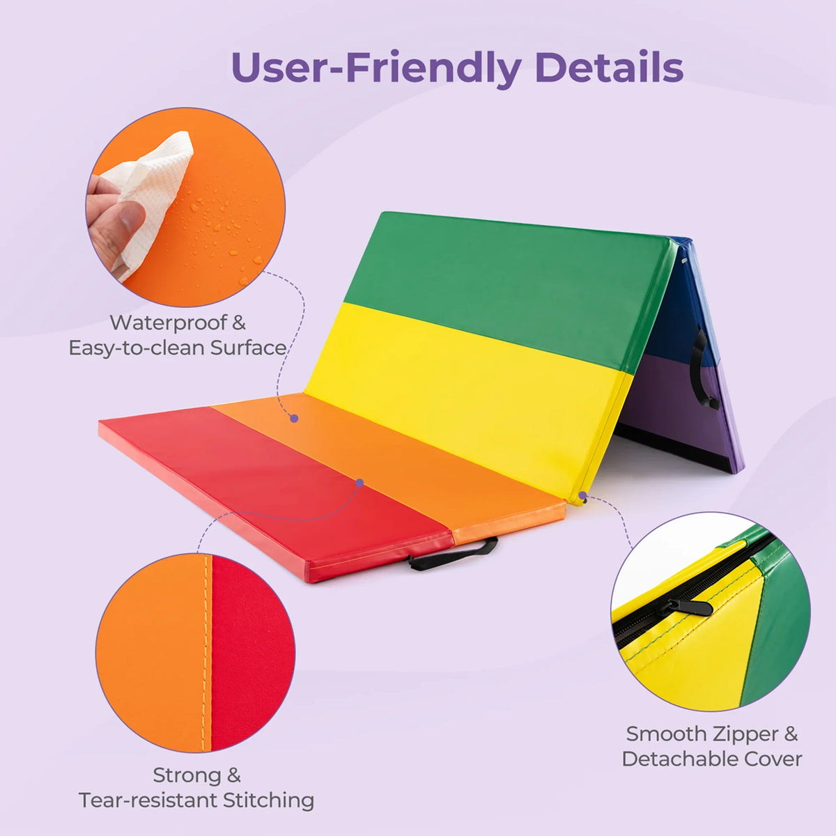 Costway Tri-Folding Gymnastics Mat 6' x 4' Tumbling Mat with Carrying Handles