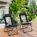 Gymax 2PC Folding Chairs Adjustable Reclining Chairs with Headrest Patio Garden Black