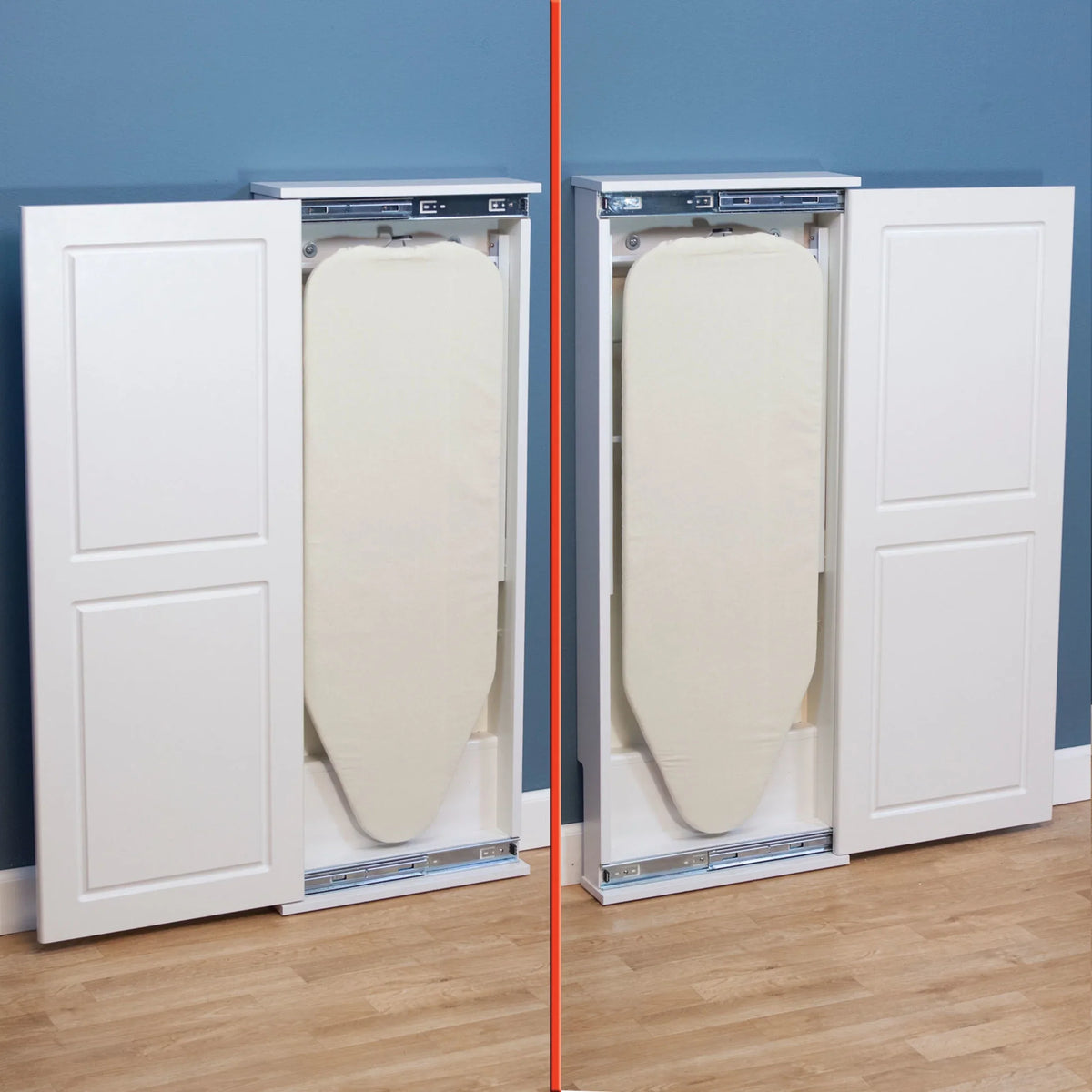 Household Essentials Iron a. n Fold Wall Ironing Board Cabinet, Built-In Ironing Board, Sturdy MDF, Melamine Cabinet, 7 Height Settings, Mounts Securely to Wall, Includes Pad with Cover, White