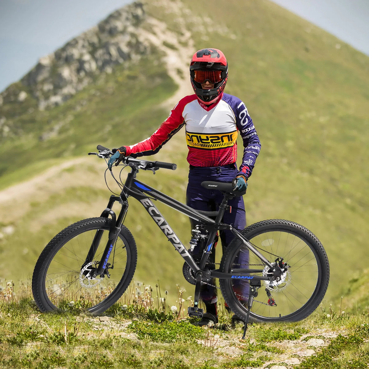 Juuar 26" Mountain Bike for Men, 21 Speed Disc Brake MTB, Full Suspension Steel Frame City Bike Bicycle for Adults, Gray