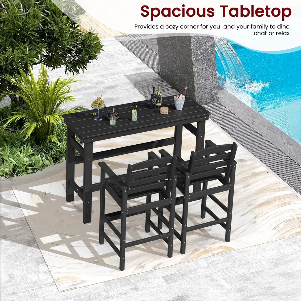 SERWALL 41" Outdoor Bar Table, HDPE All Weather Adirondack Outdoor Bar Height Table, Navy