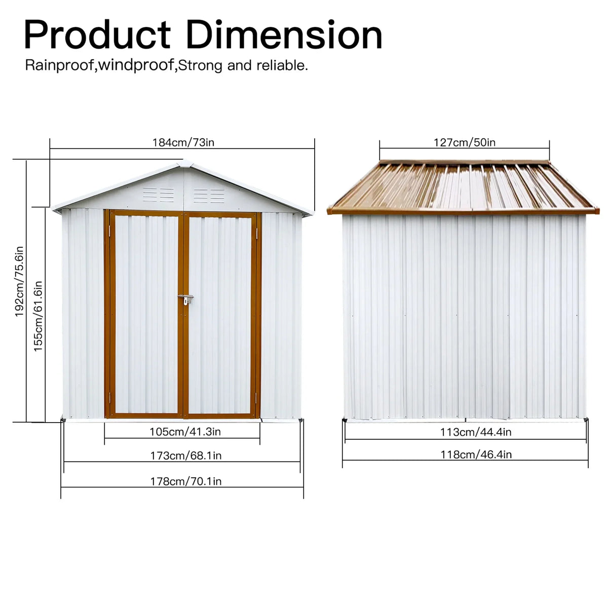 5"4 FT Outdoor Storage shed, Metal Shed with Sloping Roof and Lockable Door, Tool Shed for Bike, Toys, Backyard, Garden, Patio, White