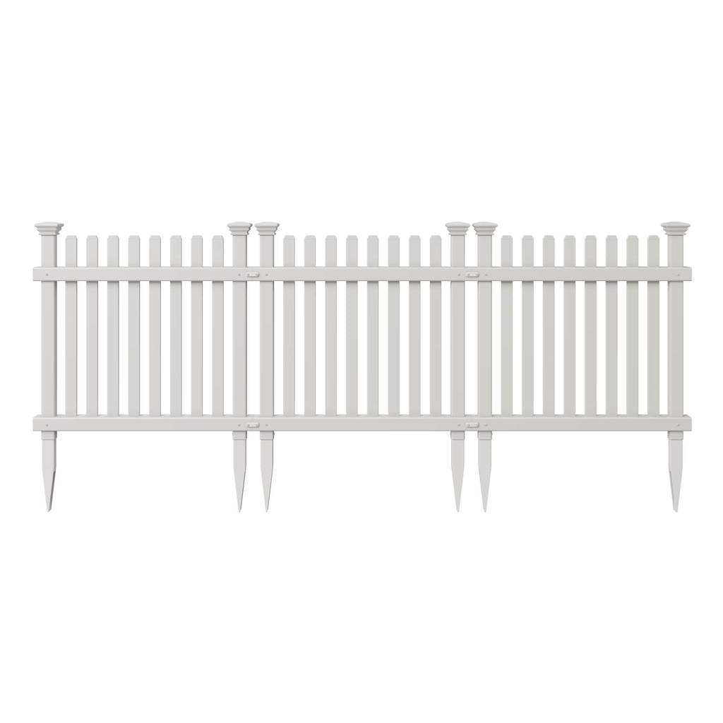 2ft H x 2ft W (3 Panels) No Dig Zippity Roger Rabbit Garden Fence Kit, White Vinyl Picket Fence Panels, Perfect Garden Fences and Borders for Dogs, Dog Fence Outdoor for Yard, ZP19056