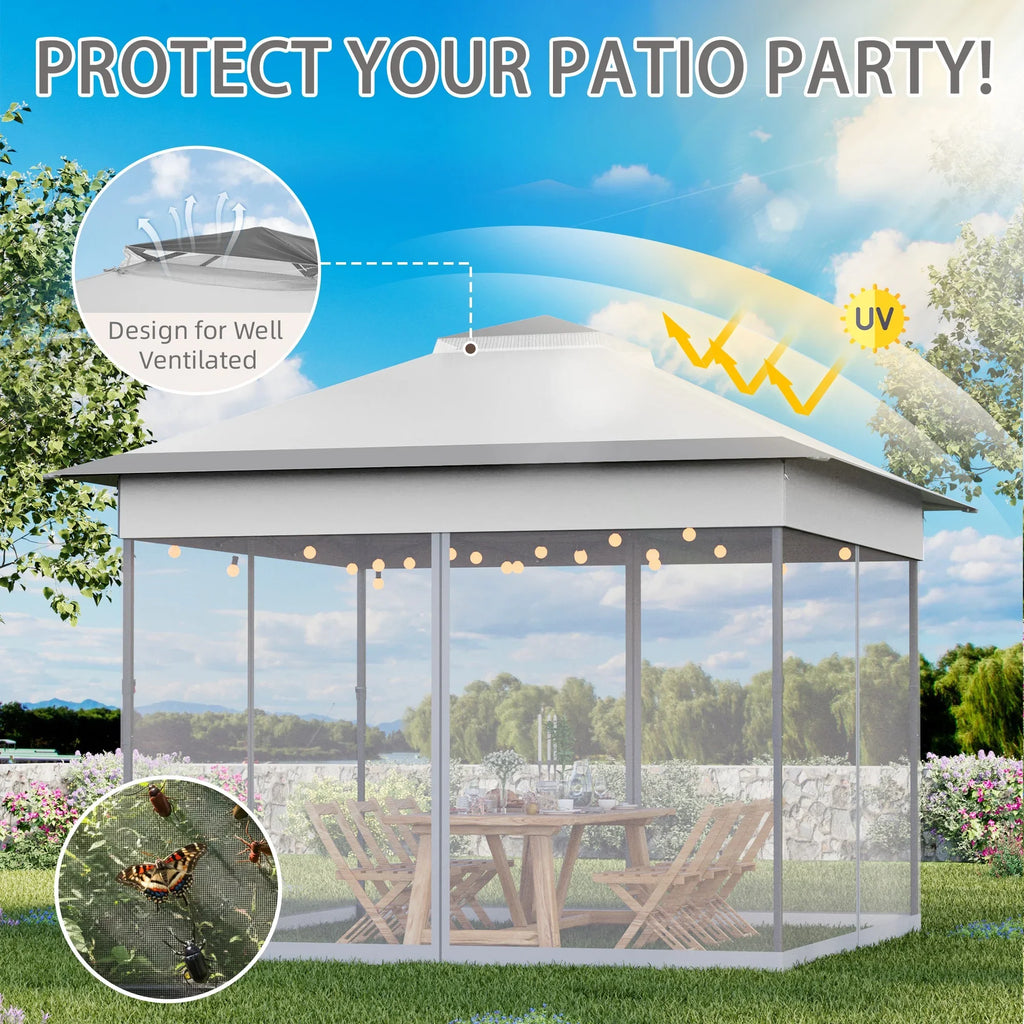 Bezseller 11x11 Pop up Gazebo, Outdoor Waterproof Canopy Tent with Mosquito Netting for Outdoors, Khaki