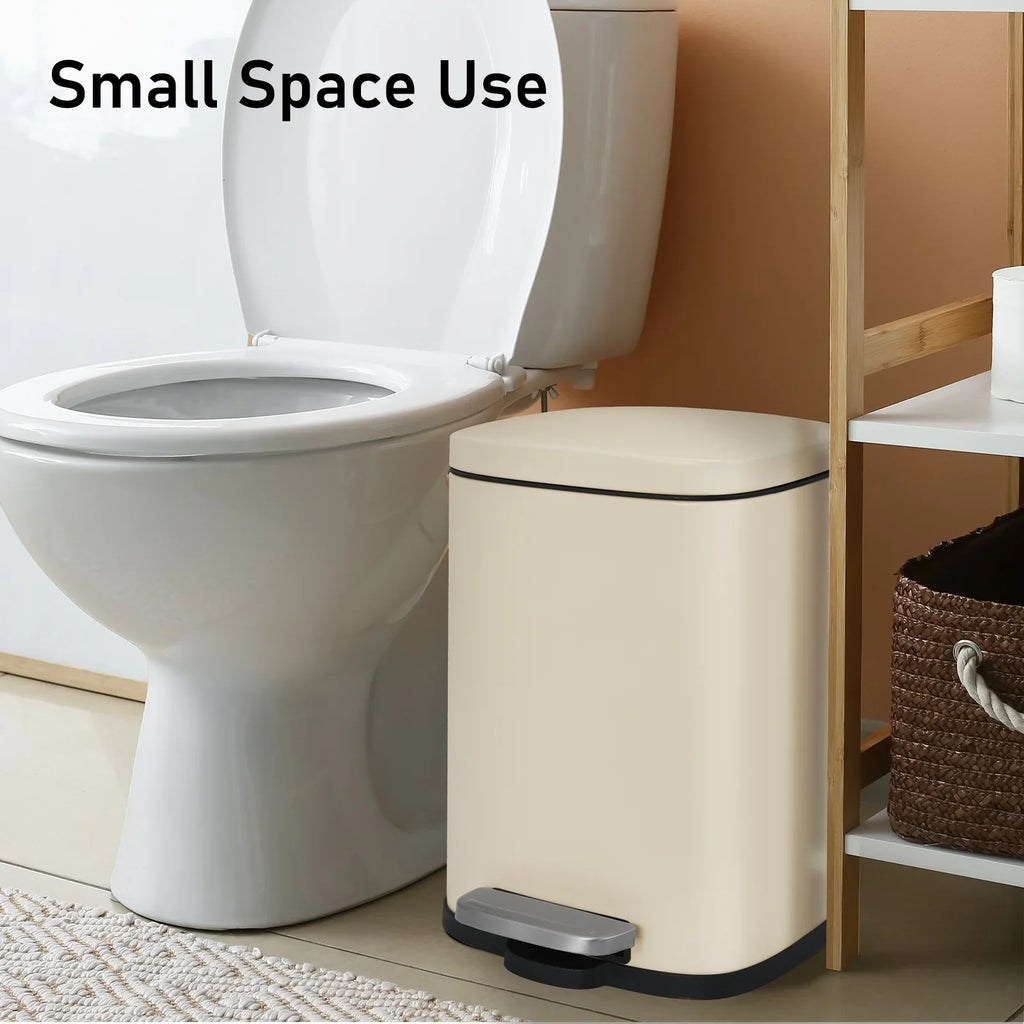 LAZY BUDDY 13.2 Gallon Stainless Steel Kitchen Trash Can with 1.3 Gallon Mini Trash Can, Rectangular Step Garbage Can with Lid