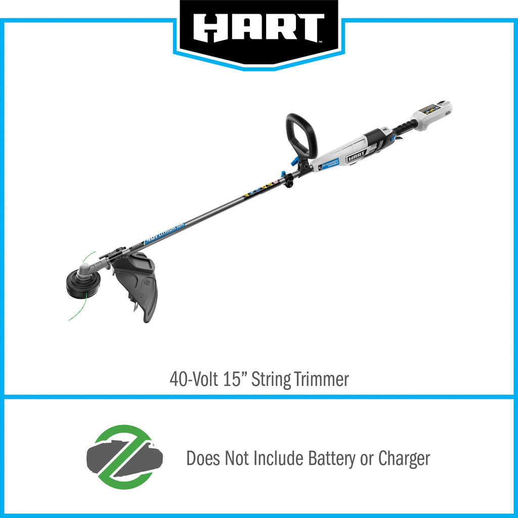 HART 40-Volt Cordless Attachment Capable 15-inch String Trimmer Kit, (1) 4.0Ah Lithium-Ion Battery