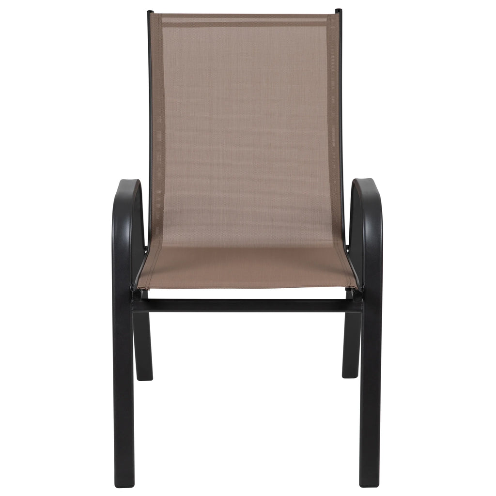 Emma + Oliver 4 Pack Gray Outdoor Stack Chair with Flex Comfort Material - Patio Stack Chair