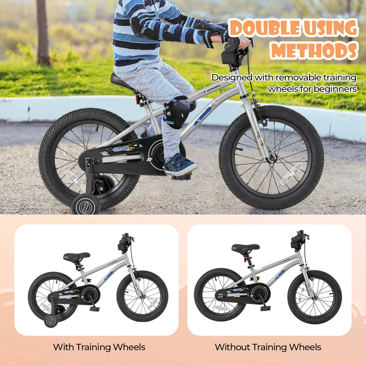 Costway 16-Inch Kid’s Bike for 4-7 Years Old with Adjustable Saddle & Anti-slip Handlebar Black