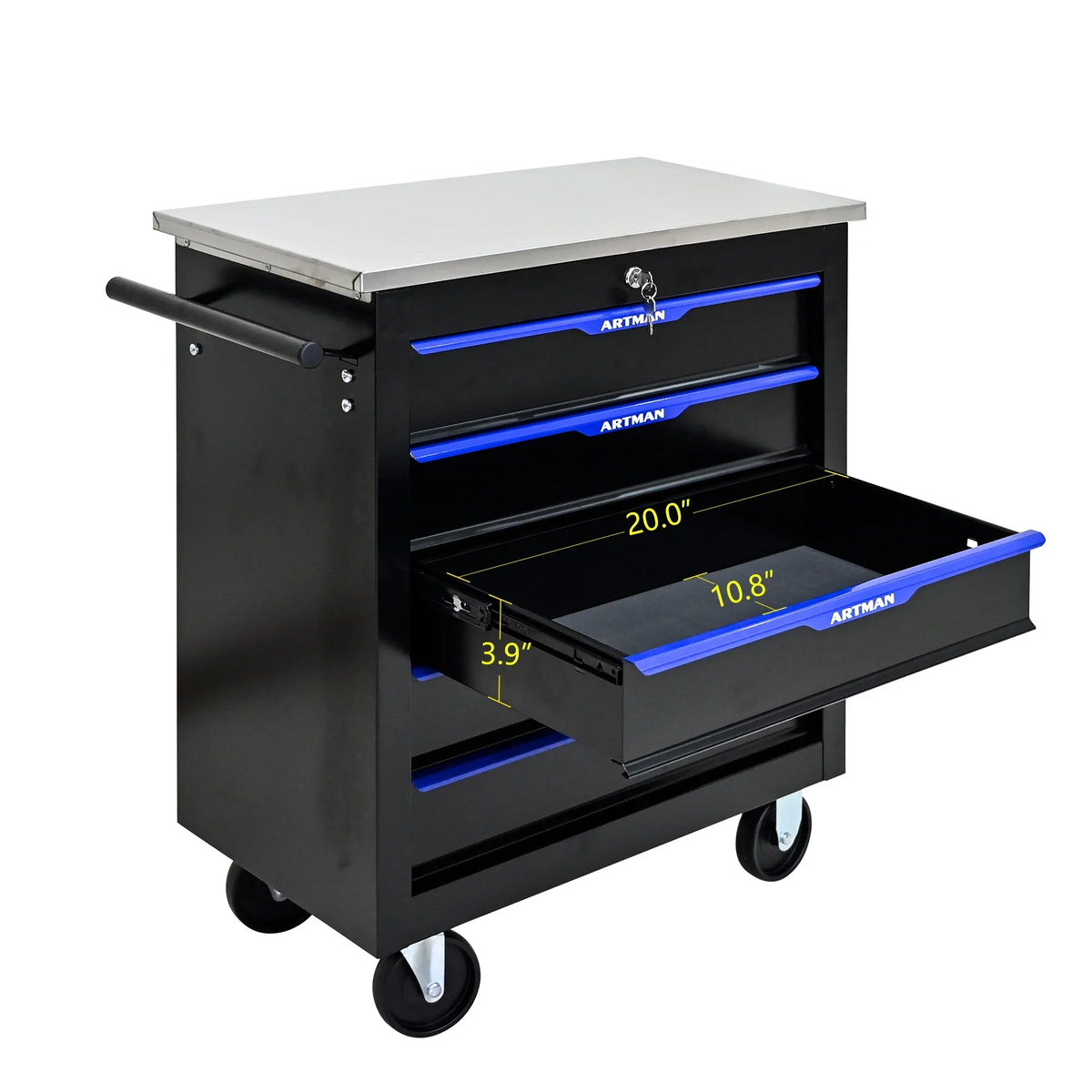 ARTMAN 6-Drawer Tool Storage Chest with Lockable Wheel,6 Drawer Tool Storage Cabinet for Garage, Warehouse, Repair Shop