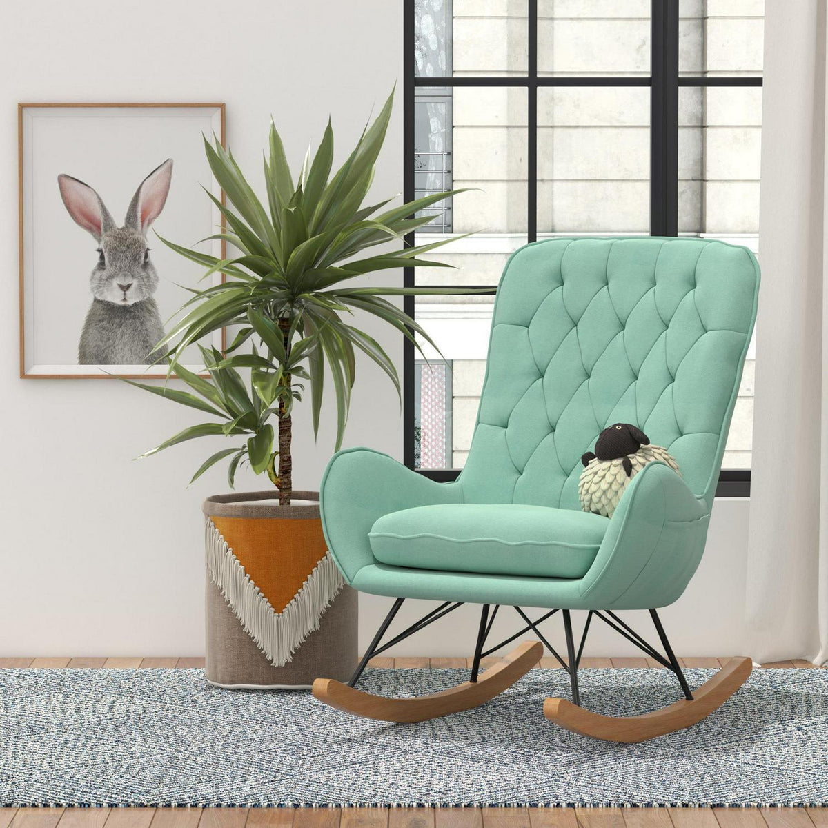 Baby Relax Noah Rocker Chair with Side Storage Pockets. Teal