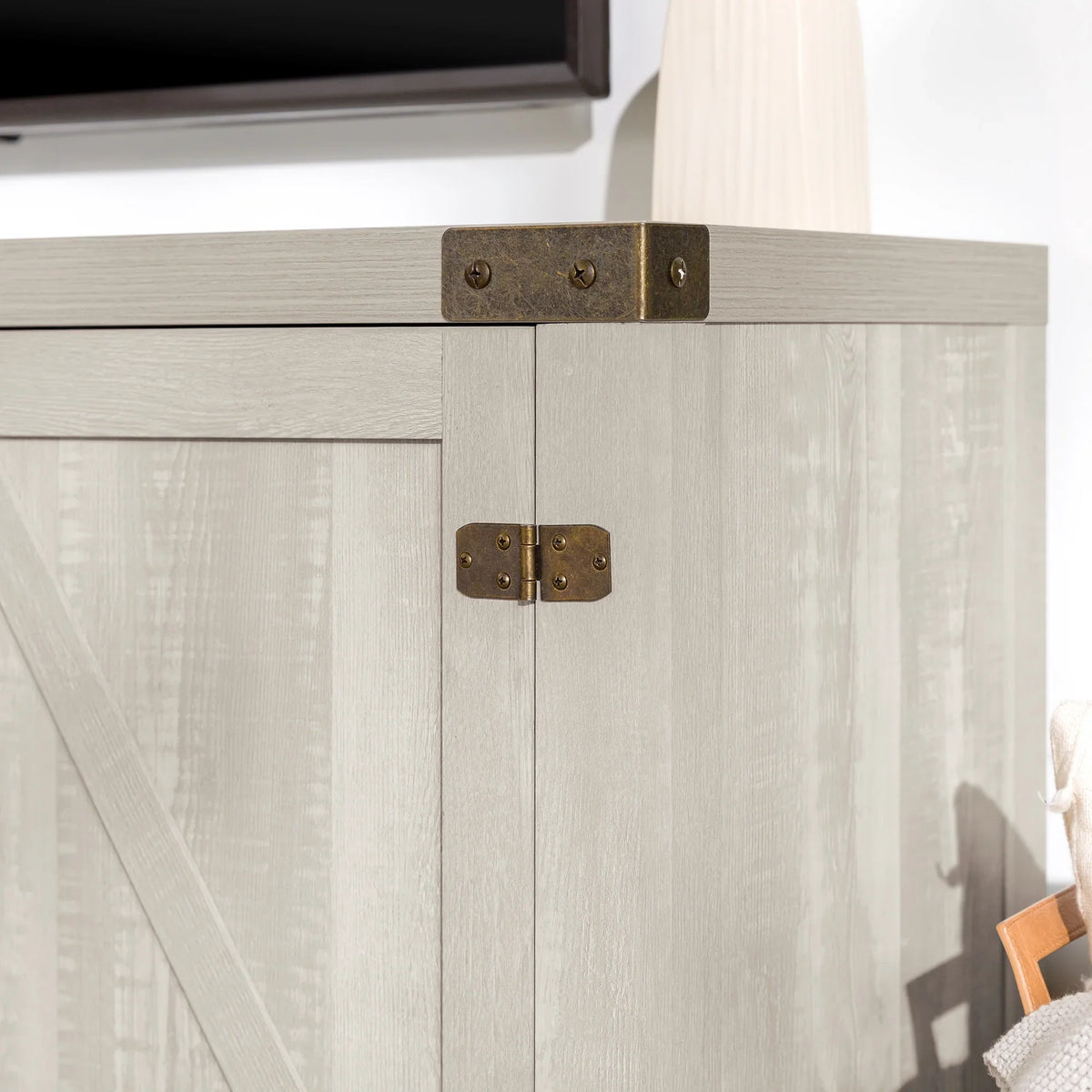 Walker Edison Modern Farmhouse Barn Door TV Stand for TVs up to 65", Grey Wash