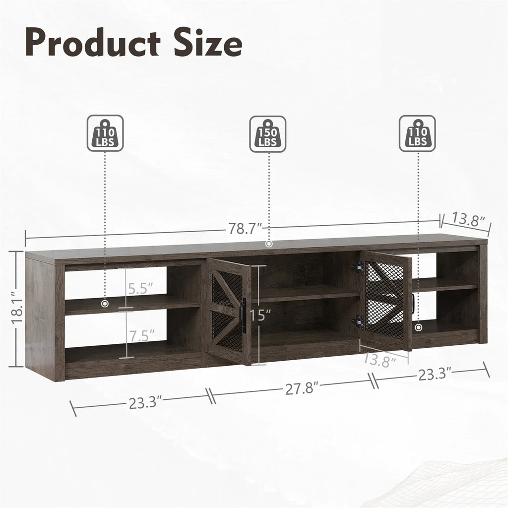 Planntonneo Mid-Century Modern Fluted TV Stand Wooden Media Console Entertainment Center for Living Room, Walnut Color