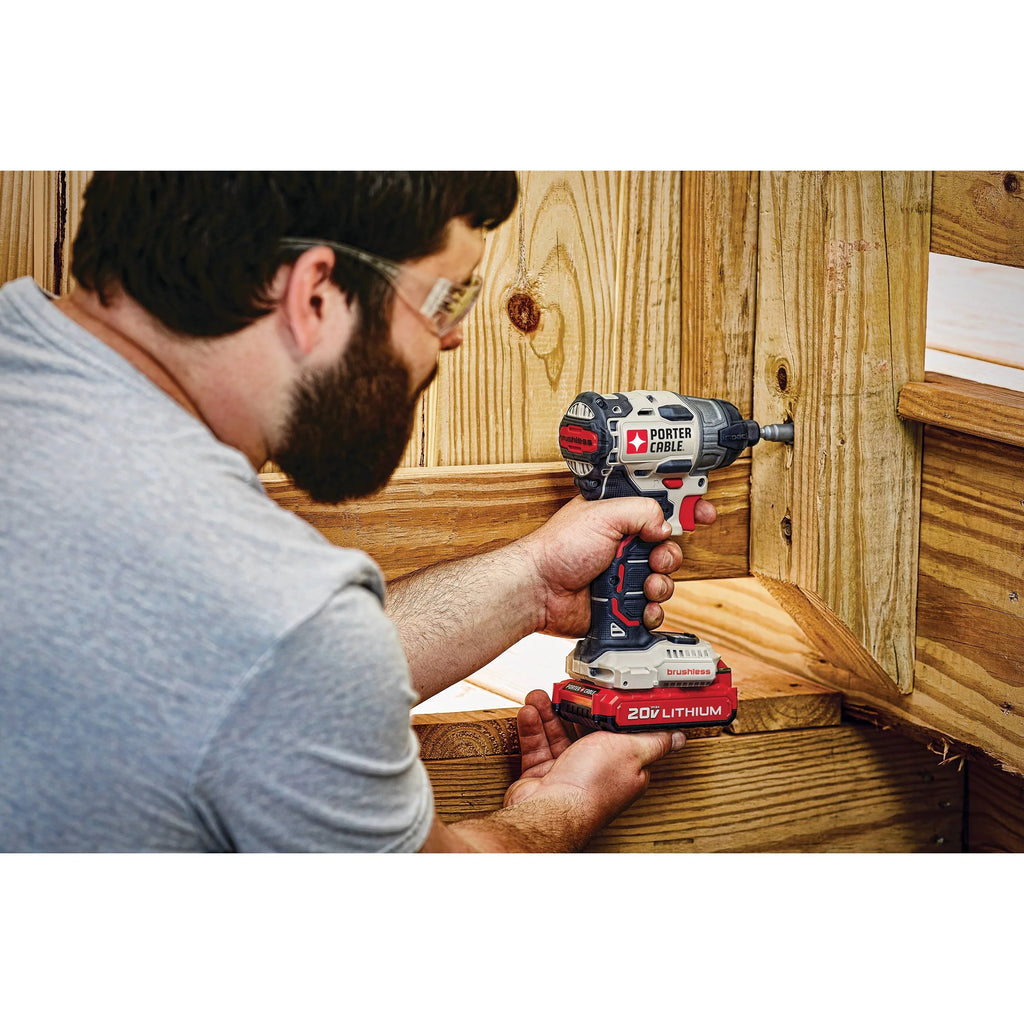 PORTER CABLE 20-Volt Max Lithium-Ion 1/4-Inch Brushless Impact Driver, PCCK647LB