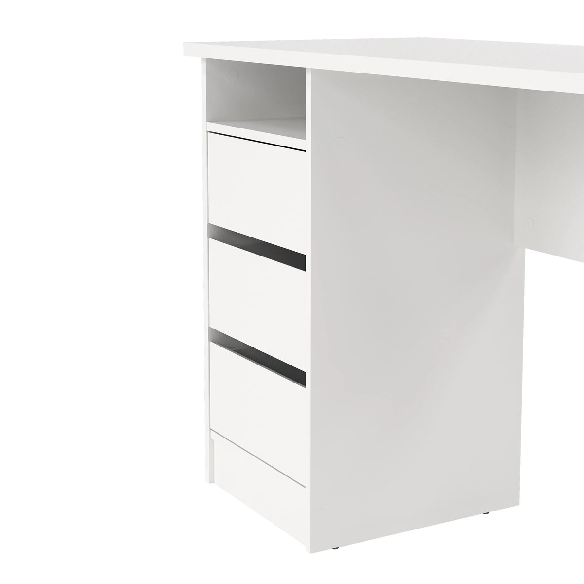 Tvilum Wes Writing Desk with 3 Storage Drawers and Open Shelf for Adults, White