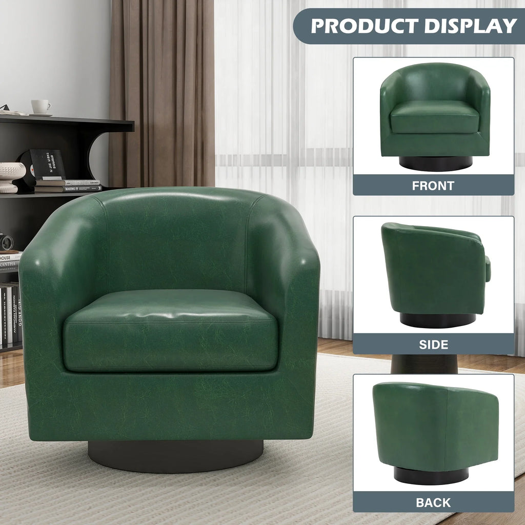 UIXE Swivel Accent Chair, Upholstered Fabric Barrel Chair for Living Room, Small Single Sofa Bedroom Reading Seat, Light Gray