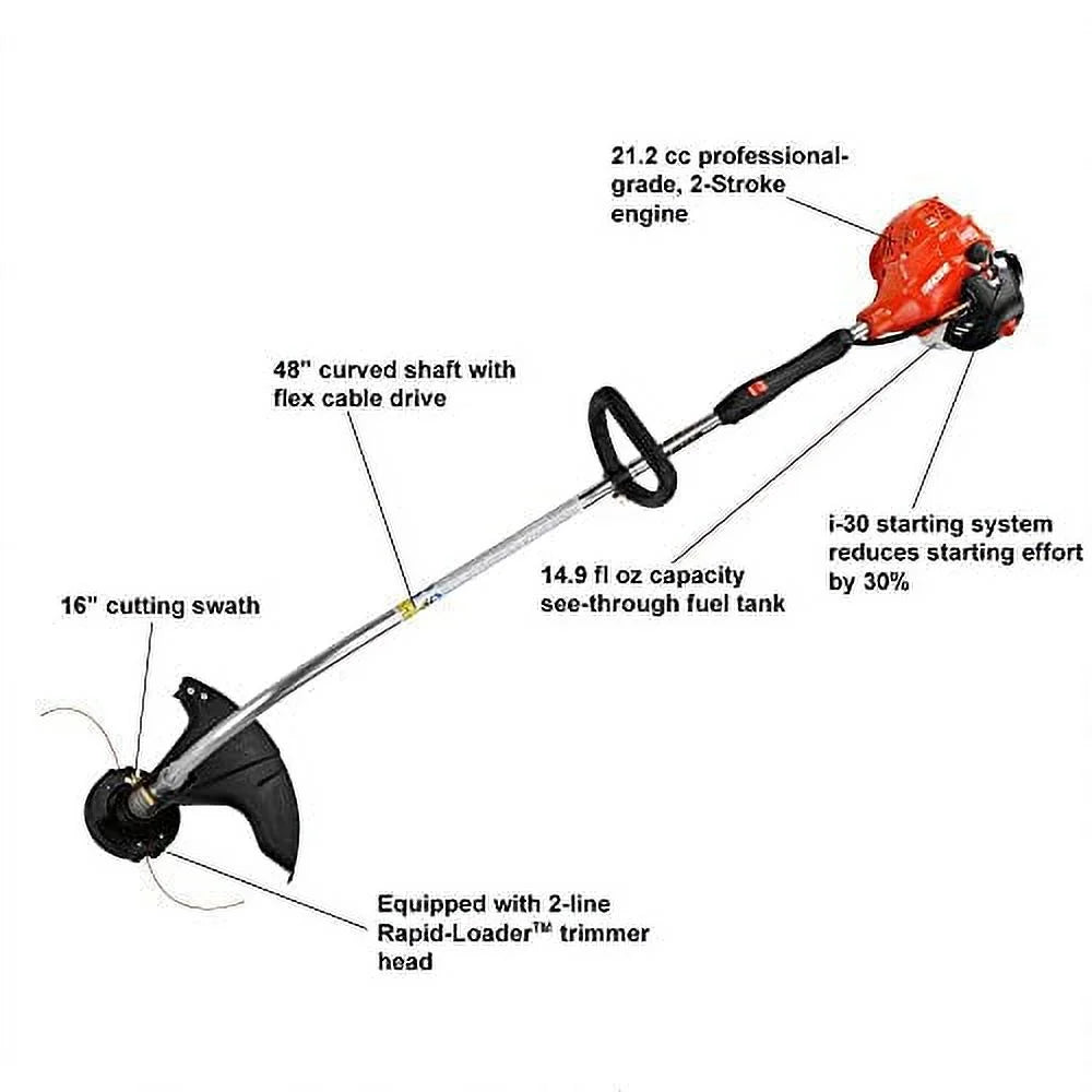 Echo GT-225 21.2cc 2 Stroke Lightweight Durable Gas Curved Shaft String Trimmer
