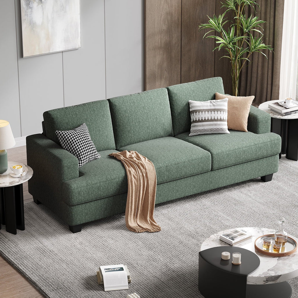 BLAZANT 3 Seater Sofa Oversize, 89" Extra Large Size Sofa Couch with Extra Deep Seats, Modern Loveseat Sofa, Comfortable Fabric, Easy to Install, for Living Room Apartment Lounge, Brown