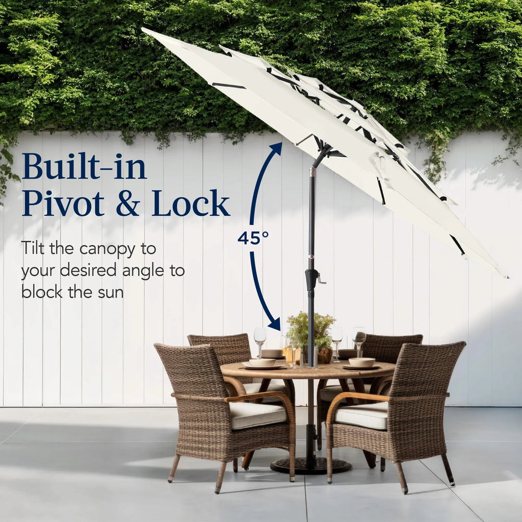 Best Choice Products 10ft 3-Tier Patio Umbrella, Market Sun Shade w/ Tilt Adjustment, Easy Crank - Red