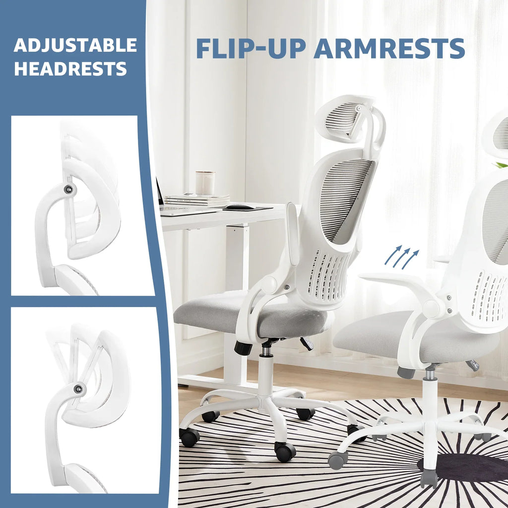 Dovelina Ergonomic Office Chair with Headrest, Adjustable Task Chair with Flip-Up Armrests