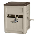 Suncast Hose Hideaway 225' Outdoor Garden Hose Reel with Storage Bin and Hose Guide, Taupe